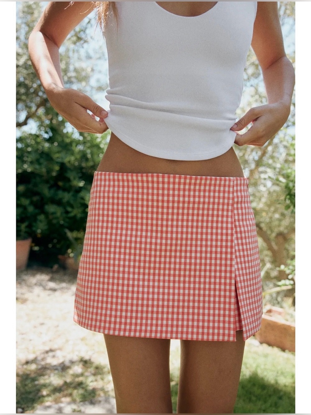 ZARA NWT Gingham Checkered High Waist Mini Skort